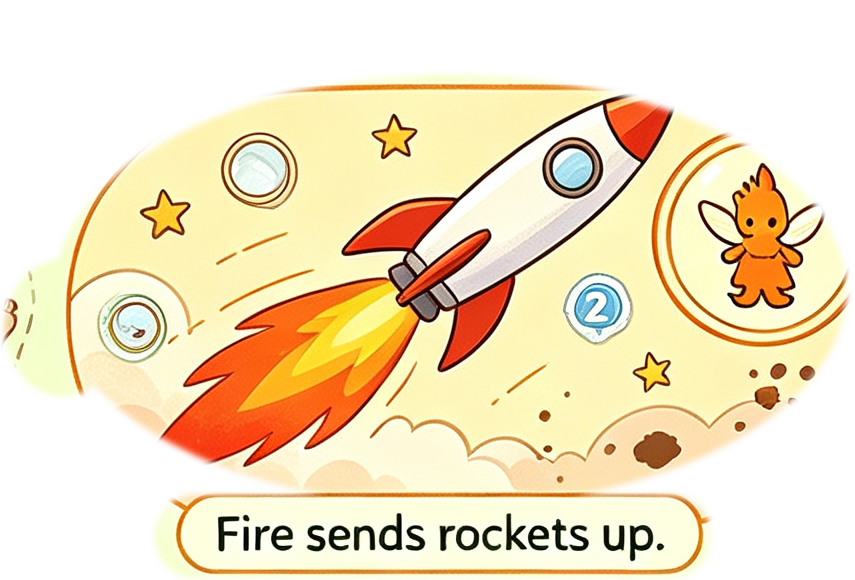 Fire sends rockets up.